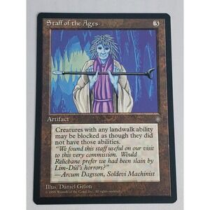 Magic The Gathering Staff of the Ages Ice Age Artifact Daniel Gelon 1995 MTGCard